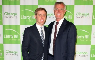 Upton Sinclair Honoree Tim Gill and and partner Scott Miller (L) arrive for the Liberty Hill Upton Sinclair Awards Dinner at The Beverly Hilton Hotel, May 11, 2011 in Beverly Hills, California. Credit: Victor Decolongon/Getty Images. null